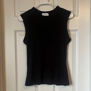bohme Black Ribbed Sleeveless Mockneck Tank